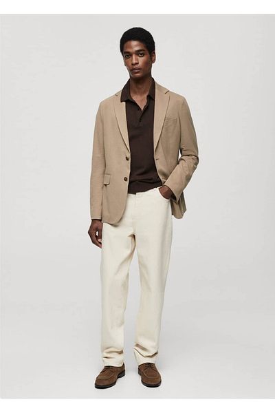 MANGO Man Slim-Fit Molded Cotton Blazer Jacket