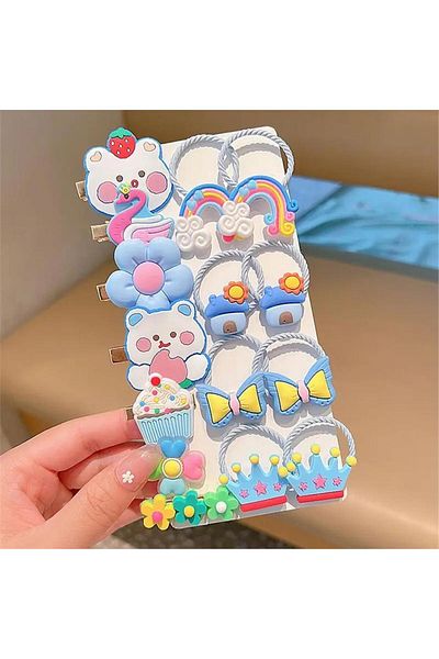 So Much Accesories So-Much New Model Children's Rubber Clamp Buckle Set 15 Pieces Blue