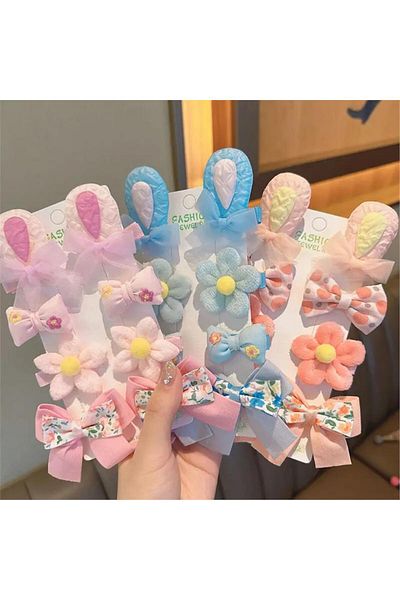 So Much Accesories So-Much New Model Children's Rabbit Ear Snap Clip Buckle Set Pink