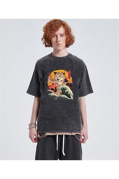 Touz Moda Πλενόμενο μπλουζάκι Artist Cat Unisex Vintage