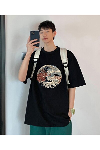 Touz Moda تي شيرت Attack On Titan Art باللون الأسود للجنسين مقاس كبير