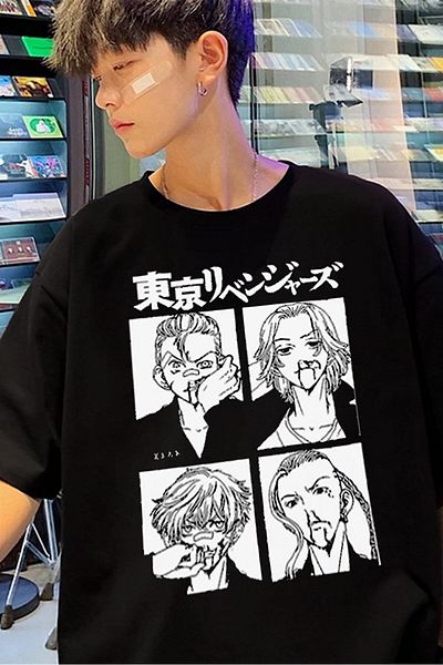 Touz Μαύρο χρώμα Tokyo Revengers Large printed Unisex T-shirt Anime