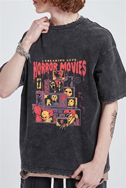 Touz Moda Washable Horror Movies Printed Unisex Oversize Vintage T-shirt