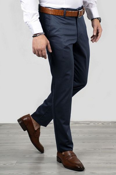 Bilgiçler Παντελόνι από λινό Navy Blue Classic Cut