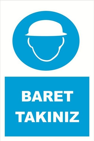 BAYSAN YANGIN علامة تحذيرية للخوذة الزرقاء مقاس 20 × 30 سم