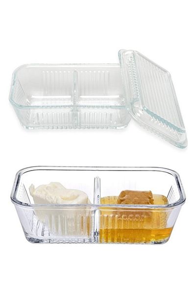 Paşabahçe Jam Honey Butter Food Breakfast - Two Compartment Storage Container with Lid