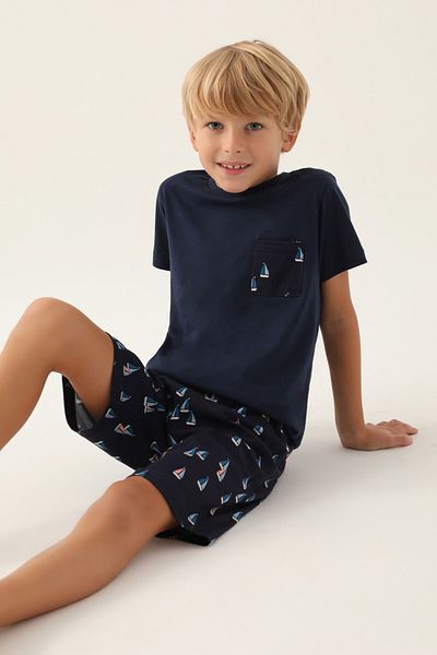 Arnetta Boy's Navy Blue Bermuda Suit