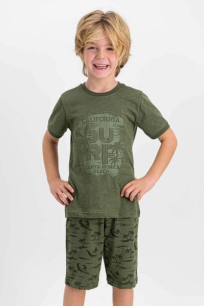 Arnetta Boy - California Surf Khaki Bermuda Suit, Crew Neck