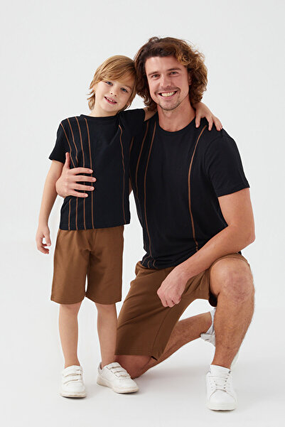 Arnetta Κάθετες ρίγες Μαύρο για αγόρι βερμούδα κοστούμι