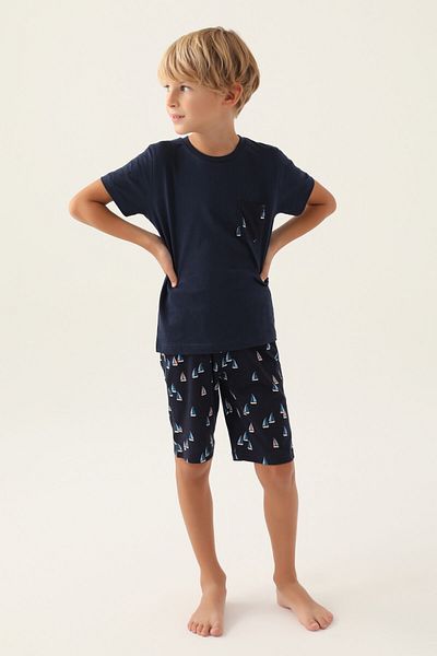 Arnetta Boy's Navy Blue Bermuda Suit