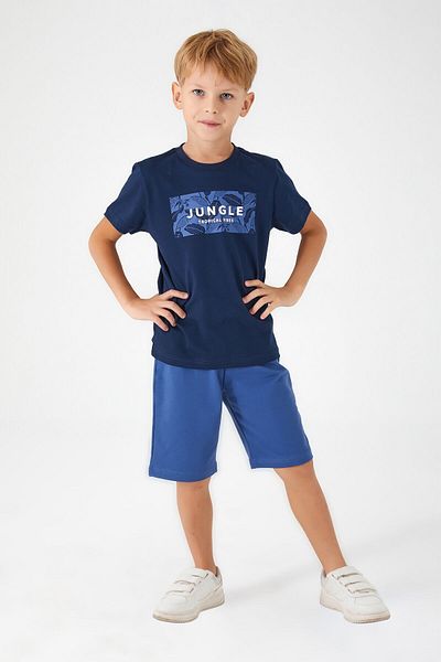 Arnetta Jungle Navy Blue Boy Bermuda Suit
