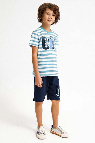 ROLY POLY Boy's Blue Bermuda Set - Rolypoly Never Give Up