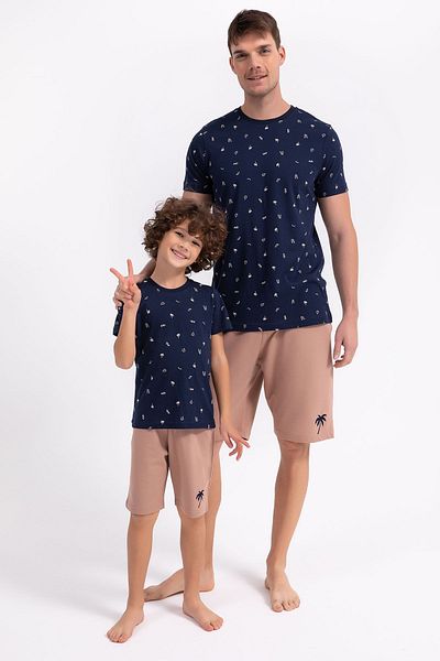 ROLY POLY Rolypoly Hawaiian Navy Blue Boy Bermuda Suit