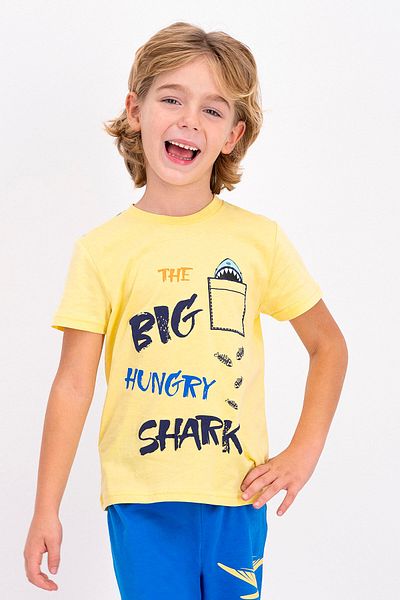 ROLY POLY Boy Bermuda Set - Rolypoly Big Hungry Shark Pale Yellow
