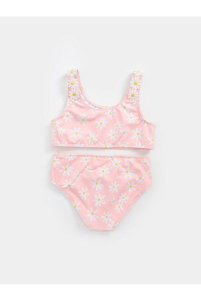 LC Waikiki LCW Baby - Σετ μπικίνι με λαιμόκοψη με λουλουδάτο στάμπα για κοριτσάκι