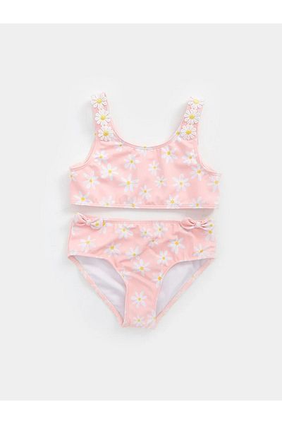 LC Waikiki LCW Baby - Σετ μπικίνι με λαιμόκοψη με λουλουδάτο στάμπα για κοριτσάκι