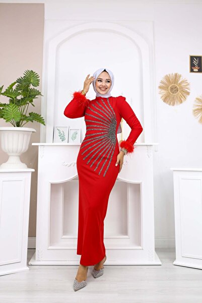 marwella Güneş Tesettür Abiye - Kırmızı