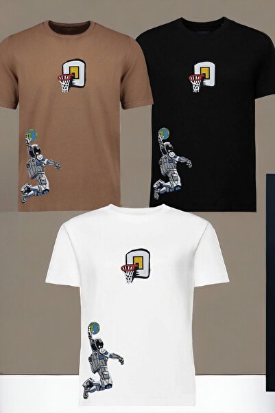 han elegant Set tricouri 100% bumbac cu imprimeu astronaut și creuzet pentru ...