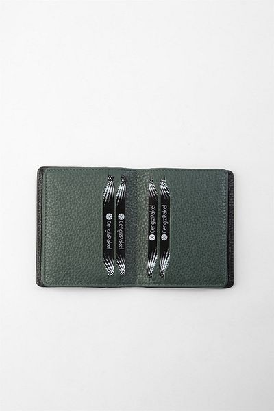 CENGİZ PAKEL Genuine Leather Cengiz Pakel Card Holder 2499 - Black Green