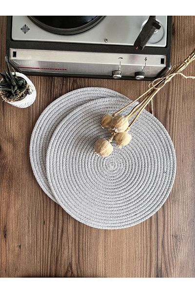 GARDENYA HOME 2 Pieces Gray Jute Plate / American Service Lux Presentation Plate Mat