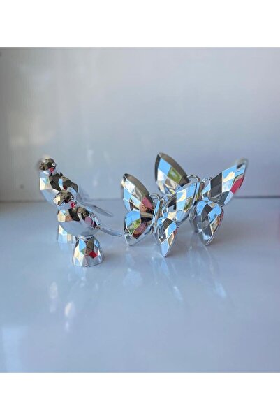 Kardelen Kristal Dekoratif 2'li Kelebek 2'li Kuş Biblo Süs