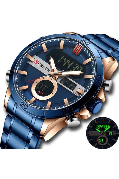 Curren 8384 Double Hour Steel Men's Wristwatch