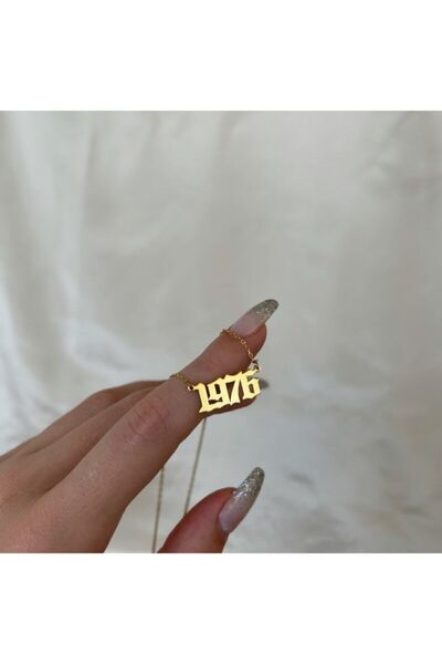 Genel Markalar 925 Ayar Gümüş Old English Yıl Tarih Kolye