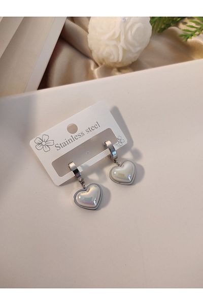 staınless steel Silver Colored 316L Women's Stainless Pearlescent Steel Earrings