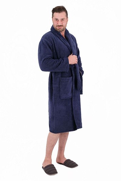 MODELHOME Linie moale 100% bumbac Şalyaka Culoare bleumarin (L-XL-2XL-3XL-4XL) Halat de baie mare / King Size