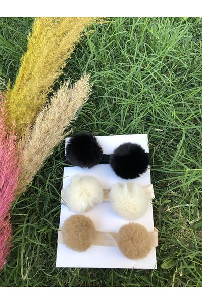 Tinystar Baby Kids 3 τεμαχίων βελούδινο Pompom Bandana Σετ