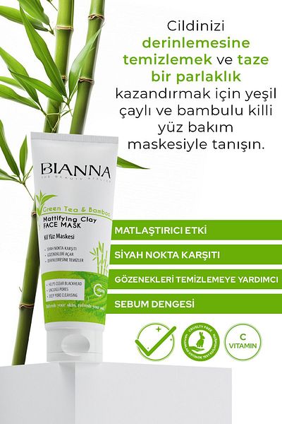 Bianna Green Tea and Bamboo Extract Clay Mask with Vitamin C 200ml