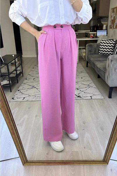 Lady Pixie Linen Pleated Palazzo Trousers