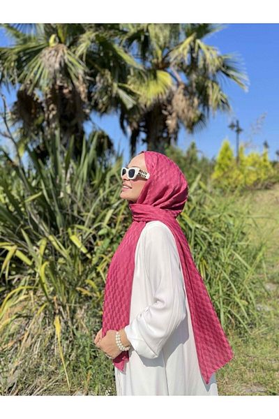 VALORSCARF Lilium Pink Qoza Pattern Silky Jacquard Shawl