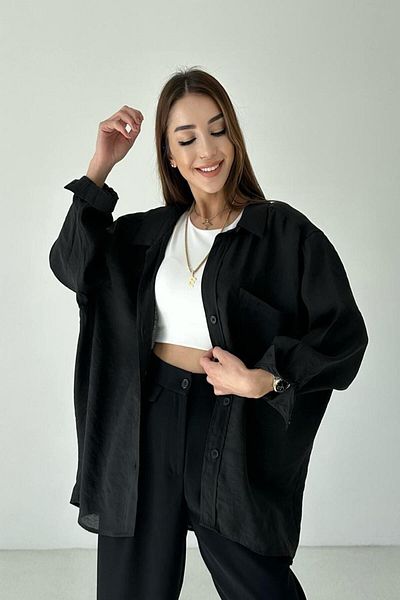lukka butik Women's Oversize Low Shoulder Shirt