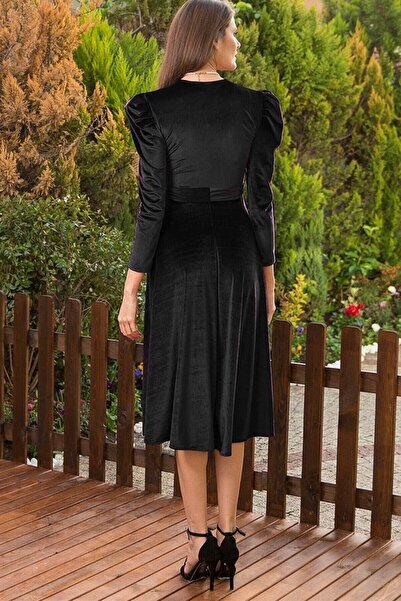 MACFLY Φόρεμα με βελούδινο γιακά με διπλό στήθος Midi μήκους