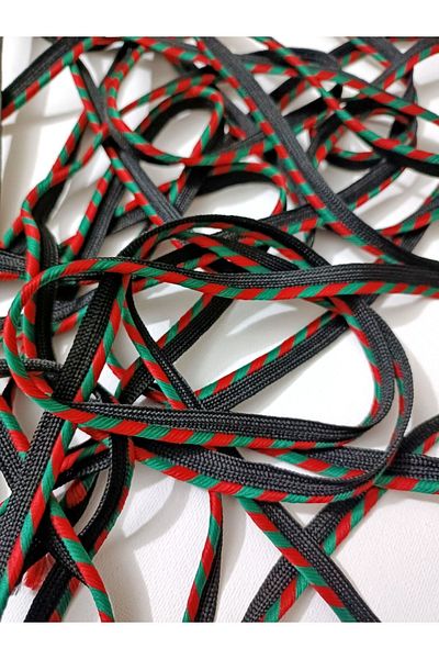 ALTAY TEKSTİL ÜRÜNLERİ Black Edge Red Green Piping Strip (1 Cm)