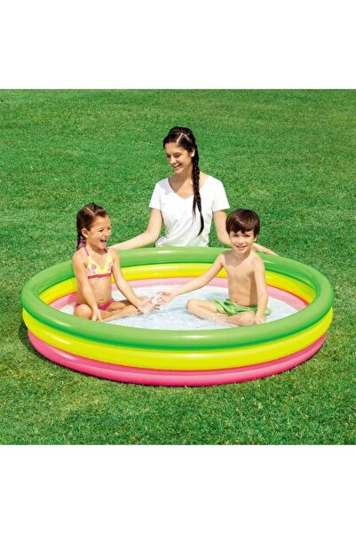 BESTWAY 51103 Renkli 3 Bölmeli Havuz Taban Şişme102 cm