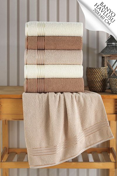 BİNNUR HOME Alia Soft 70x140 cm Σετ 6 πετσετών μπάνιου