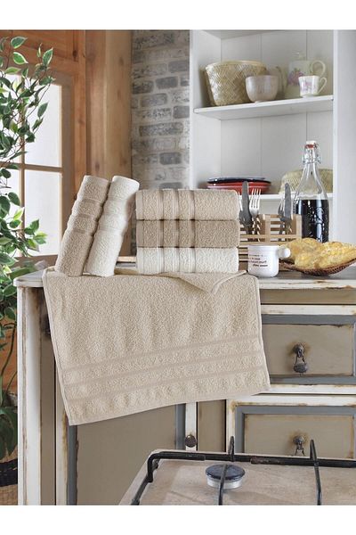 BİNNUR HOME Αντιβακτηριδιακή πετσέτα χεριών και προσώπου Three Line 40x60 cm 6 τεμαχίων |   Πετσέτα κουζίνας |   100% βαμβάκι