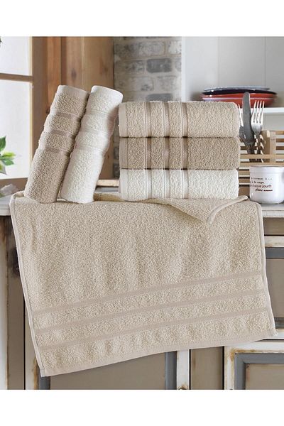 BİNNUR HOME Αντιβακτηριδιακή πετσέτα χεριών και προσώπου Three Line 40x60 cm 6 τεμαχίων |   Πετσέτα κουζίνας |   100% βαμβάκι
