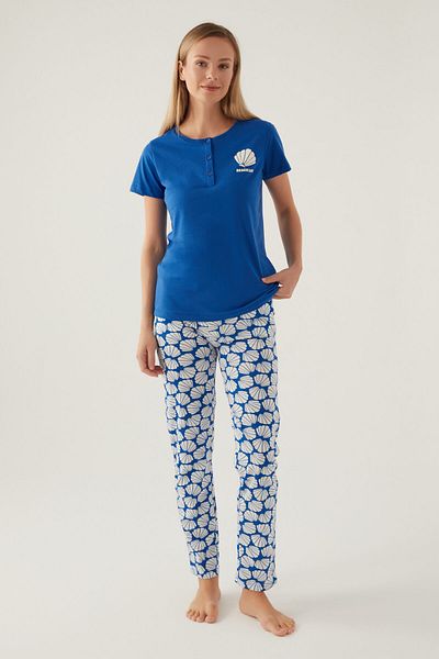 Arnetta Women's Blue Short Sleeve Pajama Set