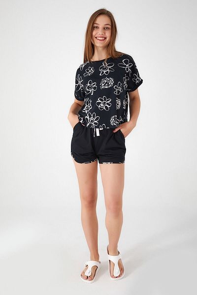 Arnetta Black Mother Girl Shorts Set