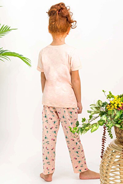 Arnetta Cactus Somon Bisiklet Yaka Kısa Kollu Kız Çocuk Pijama Takımı