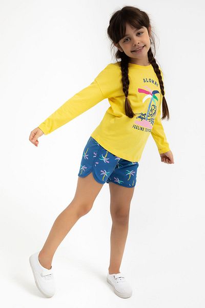 ROLY POLY Girl Rolypoly Feeling Tropical - Yellow Long Sleeve Shorts Set