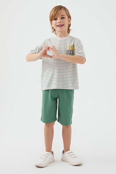 ROLY POLY Rolypoly The Strip Is Detailed Beige Melange Boy Bermuda Suit