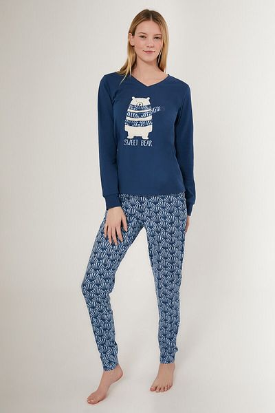 Arnetta Women's Long Sleeve Pajama Set - Dark Indgio