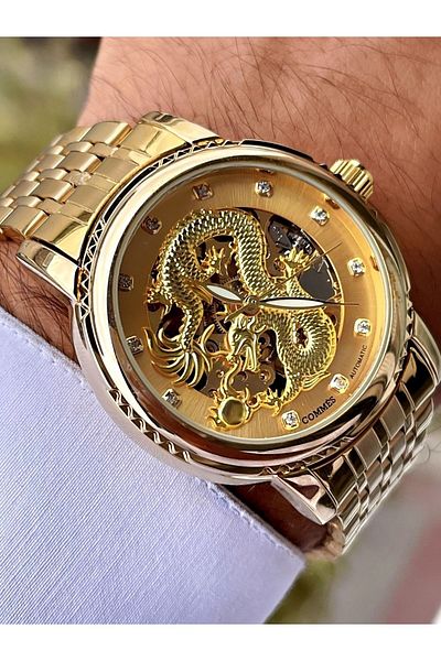 COMMES 7022-ggg Men's Wristwatch - Automatic Mechanism, Steel Cord, 30 Mt Water Resistant