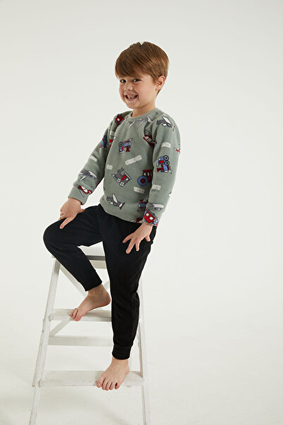 ROLY POLY Rolypoly Vehicles Light Khaki Boy Long Sleeve Pajama Set