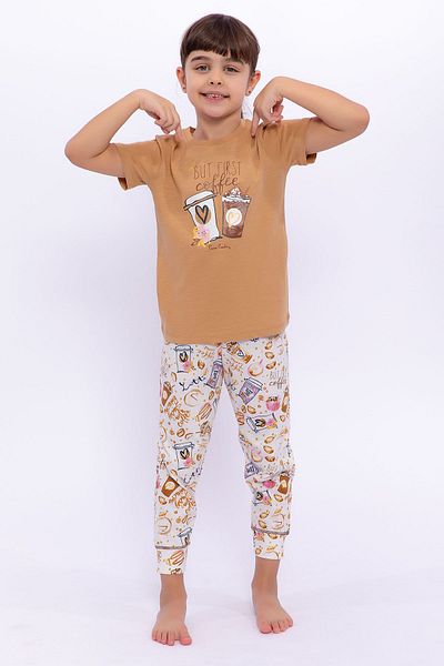 Pierre Cardin Αλλά First Coffee Camel's Pijama Set