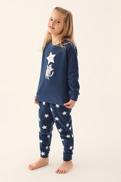 Arnetta Fair Fa Fredo Navy Blue Girl's Long Sleeve Pajama Set